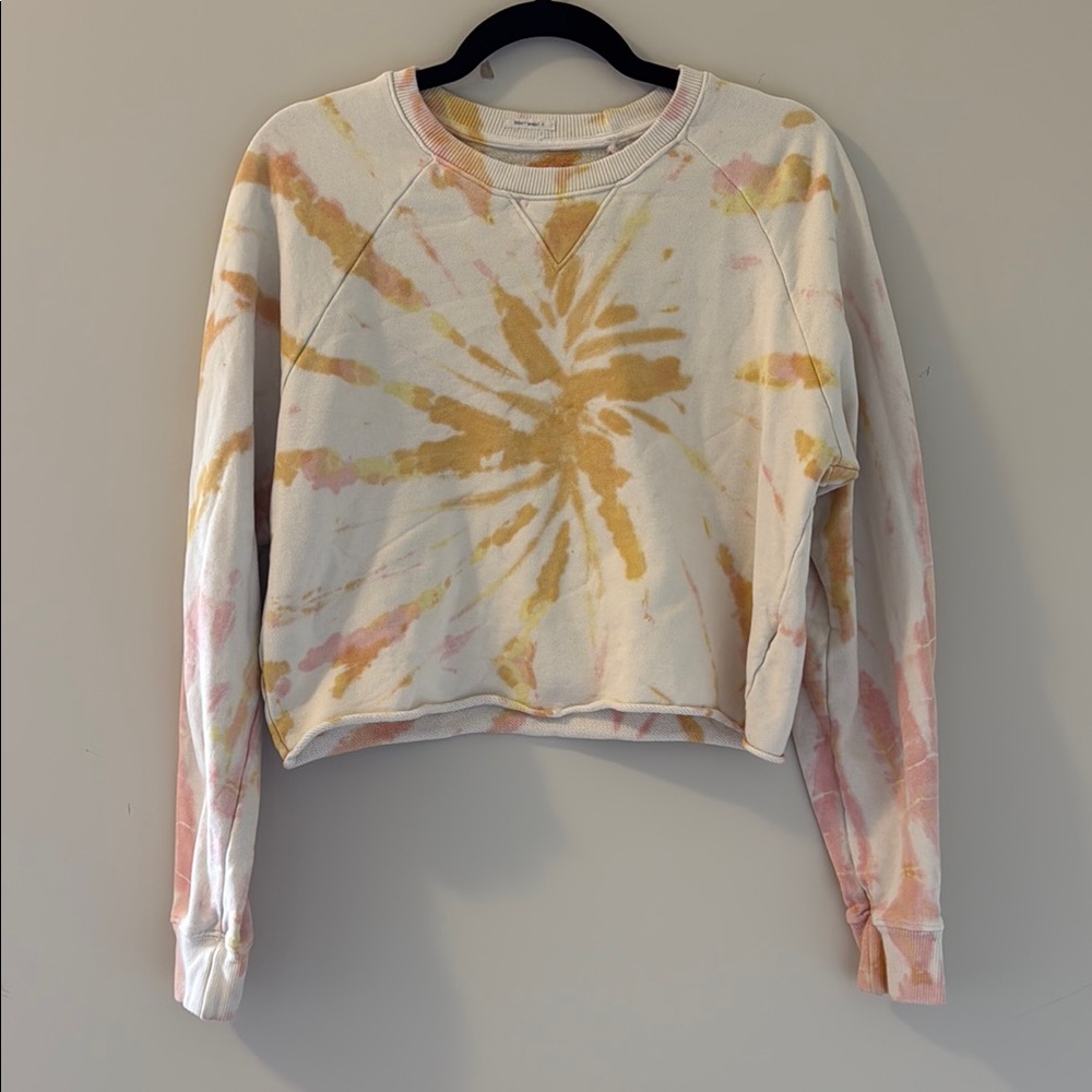 MOTHER Tie-Dye Sweatshirt - Cream and Pink